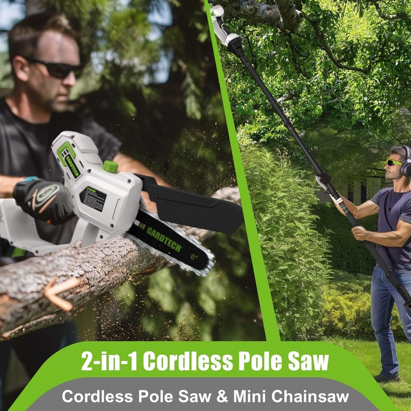 GARDTEC 20V MAX* Brushless Cordless Pole Saw + 6 Inch Mini Chainsaw Cordless, 99-inch Max Reach & Multi-Angle for Tree Branches Pruning, Wood Cutting(2.0Ah Battery and Charger Included) - Image 3